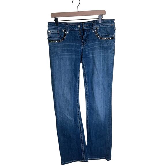MISS ME bedazzled white stitch bootcut hands 31 - Picture 1 of 6